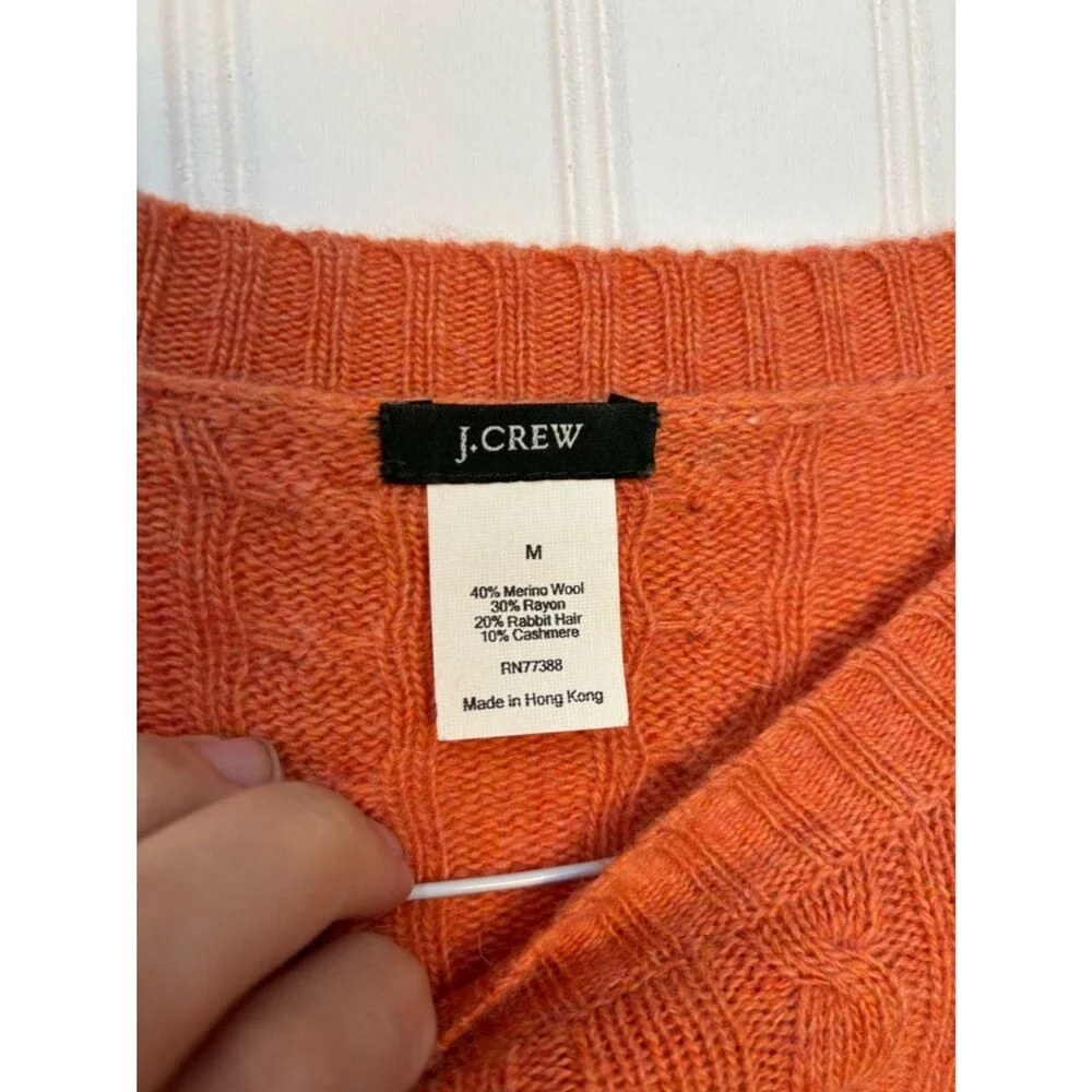 J. Crew Orange Cable Knit merino wool rabbit hair cashmere Sweater